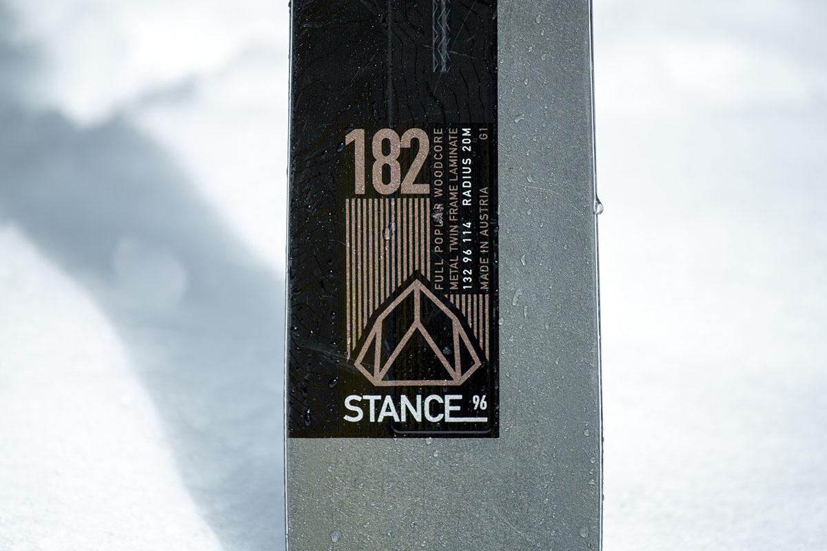 Salomon Stance 96 all-mountain ski (sizing closeup)